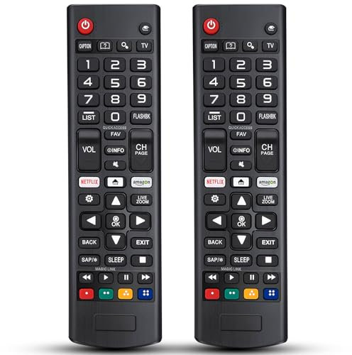 2 Piezas Mando a Distancia para LG Smart TV, AKB75095307 Mando Universal TV para LG, Mando Televisión, No Requiere Configuración, con Netflix y Amazon Botones, para LCD LED HDTV(Sin Batería)