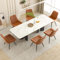 Hawthyhome Esszimmerstühle 6er Set | Polsterstühle mit 5 cm Sitzkissen • künstlicher Stoff Dining Chair • Küchenstuhl mit Rückenlehne • Moderne Sessel • Metallbeine • Braun FU01043BR-6
