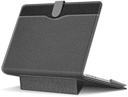 FINTIE Sleeve Custodia per MacBook Air 13.6 Pollici M4/M3/M2 (2025-2022), MacBook Air 13.3 Pollici M1 (2020-2018) e MacBook Pro 13 M2/M1 (2022-2016), Folio Book Cover con Funzione di Supporto, Grigio
