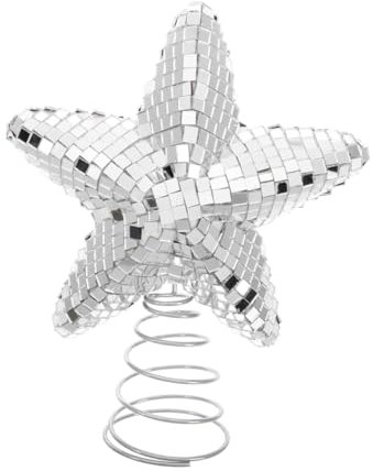 JOINPAYA Reflektierende Disco Stern Baumspitze 3D Spiegel Stern Ornament 70Er Jahre Disco Kugel Weihnachtsbaum Endgültig Für Weihnachtsfeier Urlaubsdekoration 20 cm