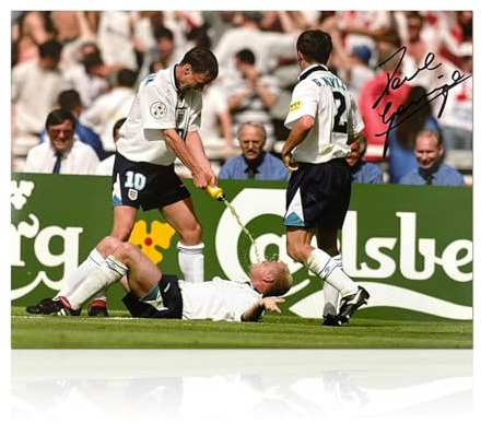 Paul Gascoigne Signed England Football Photo: The Dentist Chair