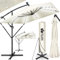 tillvex® Sombrilla de Jardín Rectangular Ø 330 cm con Manivela + Funda con Manivela | Sombrilla con soporte & Protección Viento | Parasol mercado impermeable + Protección UV (Beige - con LED)
