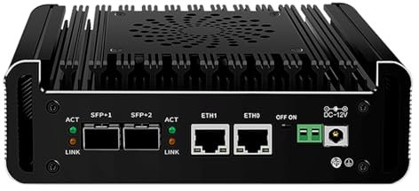 AdvanElink Mikro Firewall Appliance InteI Core 3 N355 (Upgrade N305), 2 x 10G SFP, 2 x 2,5GbE i226-V LAN, Barebone-System, DDR5 Mini-PC-Router mit eingebautem Lüfter, 2 x M.2 Slot