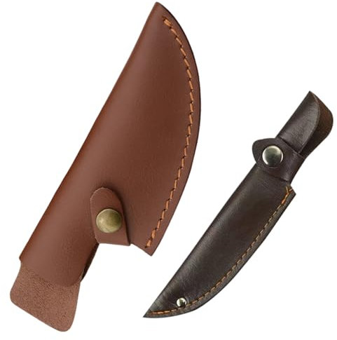 Bisienya Knife Sheath Khaki Leather Sheath, 22.2 * 7.7cm Blade Protector Suitable for Camping and Outdoor Activities(With Outdoor Knife Protection Case*1)