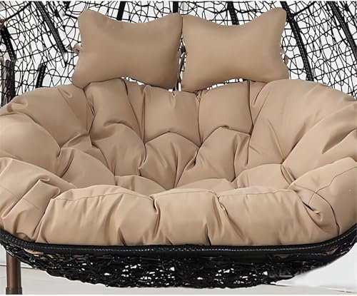60x43 in Double Hanging Basket Swing Egg Chair Cushion, 2 Seater Waterproof Removable Thicken Hammock Cushion Replacement with Pillow, Cradle Cushion for Outdoor Patio Garden (Only seat cushions)
