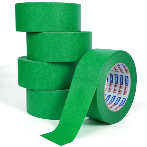 ADHES Grün Malerkrepp Kreppband 5 Bände 48mm x 50m UV-beständiges Malerband | Selbstklebend Scharfe Linien und Keine Rückstände für saubere Kanten beim Streichen & Lackieren