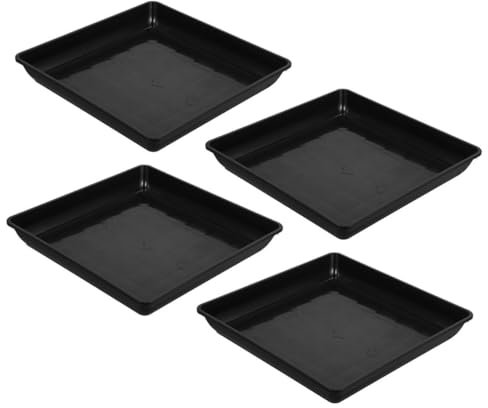 ROMISBABA 4piezas Plato De Goteo De Plástico para Macetas De Saucers Rectangulares para Jardinería Interior y Exterior para Recoger Agua y Tierra Spill Compatible La Mayoría De Macetas