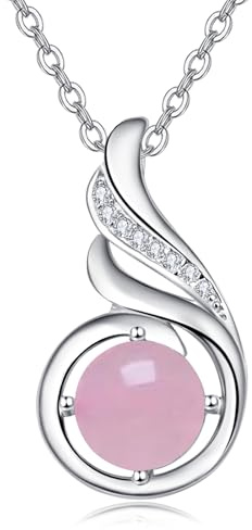TANGPOET Edelstein Anhänger Kette für Damen Frauen Silber 925 Rundstein Tränen Halskette Schmuck Geschenke für Geburtstag Muttertag Weihnachten Abschluss Jahrestag