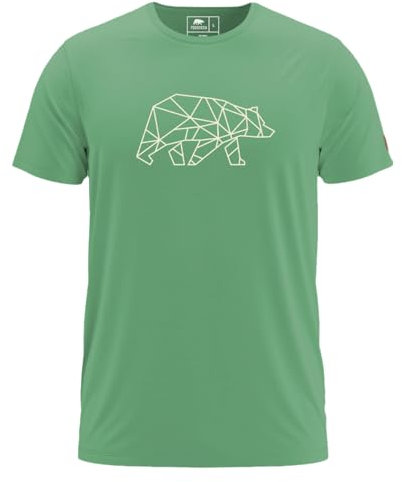 FORSBERG Finnson T-Shirt mit stylischem Bär Brustlogo Rundhals für Herren in Vier verschiedenen Farbkombinationen, Farbe:grün, Größe:L