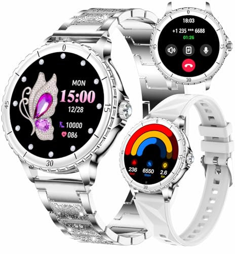 Orologio intelligente da donna, display 1.27 HD, risposta/effettuare chiamate, orologio intelligente da donna sportivo impermeabile IP68, cardiofrequenzimetro,pedometro-compatibile con Android e iOS