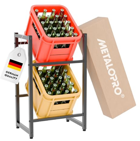 MetaloPro Lagerregal Depot G ränkekistenreg 2 Kist – Modernes Design | Hochwertiges Metall, Ideal für Keller und Garage, Hochwertige materialien, Hohe tragfähigkeit, Vielseitig einsetzbar