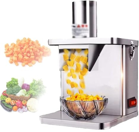 Commercial Vegetable Chopper Dice Cutter Electric Vegetable Slicer 2 in 1 Automatic Dice Cutter Onion Potato Cutter with 5 Blades