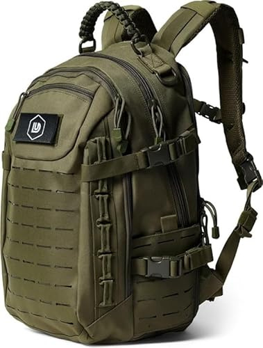 DoubleUnders - Taktischer Rucksack 30L mit MOLLE & Laptopfach – 500D Nylon, wasserabweisend, Militär-Reißverschlüsse, ergonomisch – Outdoor Tagesrucksack für Wandern, Training & Alltag - Grün