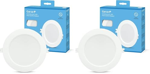 Garza - Downlight LED Empotrable Circular Extraplano Ojo de Buey, 17cm, 12W, 6500K Luz Fría, 1200lm, 30.000h, IP20, Blanco, Ahorro Energético 80% (Paquete de 2)