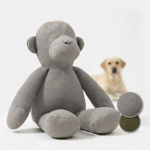 PiuPet® Hundespielzeug AFFE XXL mit Quietscher | Robustes, langlebiges & reißfestes Baumwollspielzeug für Hunde | Sicher, waschbar & ideal für kleine, mittlere und große Hunde (Grau)