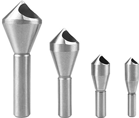 ATOPLEE Senker-Bohrer-Set, 4 Stück 90-Grad-Hochgeschwindigkeitsstahl-Senker-Bohrer für Holz, Metall, Faserplatten, Sperrholz, Kunststoff, PVC