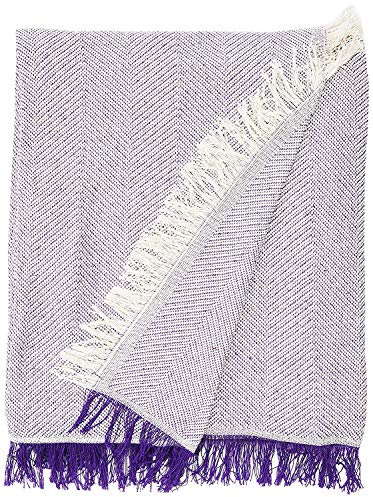 Martina Home Spiga vielseitiger Schal, 80% Baumwolle, 20% Polyester, Roh/Lila 260 Length x 230 Width cm