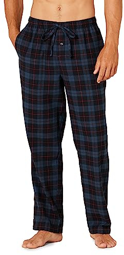 Amazon Essentials Herren Atmungsaktive Flanell-Pyjamahose (Erhältlich In Groß Und Schwer), Schwarz Blau Karomuster, L
