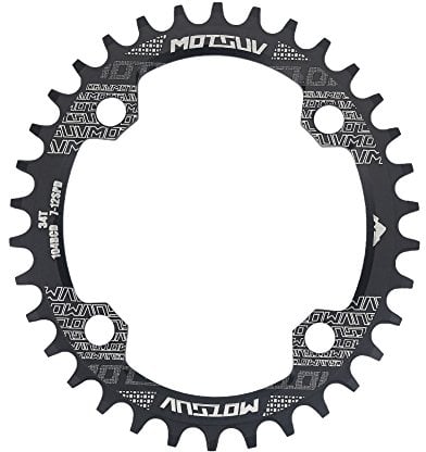 Tbest Plato de icleta Montaña,32T / 34T / 38T Solo Plato Estrecho Ancho Plato icleta Oval Plato de Aleación de Aluminio BCD 104 mm de Velocidad Única de icleta BMX MTB(34T Disque Elliptique Noir)
