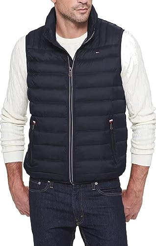 Tommy Hilfiger Men's Lightweight Packable Puffer Vest Jacket (Standard and Big & Tall), Midnight, S