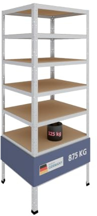 shelfplaza Home 180x70x60cm Schwerlastregal verzinkt mit 7 Böden x 125kg | Kellerregal · Lagerregal · Metallregal · Regale für Kellerraum · Steckregal · Abstellraum Regal