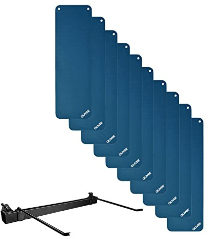 Oliver Gymnastikmatte 180+ (extra dick) Blau 10er Set & Wandhalter Fitness Yoga
