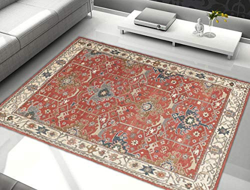 Blackamoor Teppiche Adger Traditioneller Persischer Stil Handarbeit 100% Wolle Bereich Teppiche & Teppiche, Wolle, Mehrfarbig Rot, 5x8
