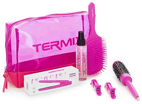 Termix Pack Mini Plancha De Pelo Universal Conexión Usb Con Placas Basculantes. Diseñado Para Lucir Siempre un Cabello Perfecto. Formate Portable y Universal. Color Rosa Flúor.