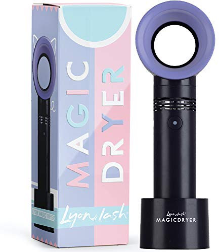 Lyon lash Portable USB Rechargeable Bladeless Mini Fan/Air Conditioning Blower/Handheld Cooling Dryer, Essential Eyelash Extension Supplies, Dries Eyelash Extensions Glue/Adhesive Rapidly (Black)