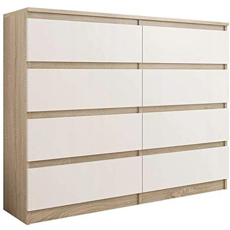Framire Jugendkommode mit Schubladen Sonoma Mix Weiß, 120 x 40 cm - Modern R120S8