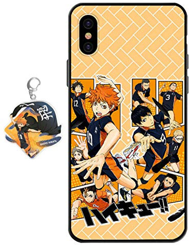 Compatible with iPhone XS Max Case Anime Design [With Figure Keychain], Soft Silicone Flexible TPU Volleyball Animation Phone Case for iPhone XS Max