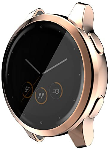 Miimall Compatible avec Garmin Venu 2 Coque Bumper + Protection Écran en PC, [Couverture Complet] Anti-Rayure Protecteur Étui pour Garmin vivoactive 4 45mm -Rosé Or