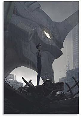 GNKIO Neon Genesis Evangelion Ikari Shinji und EVA-01 Test Art Poster 2er Set Dekorative Leinwand Wandkunst Wohnzimmer Schlafzimmer 12x18 inch (30x45 cm) Querformat Ungerahmt