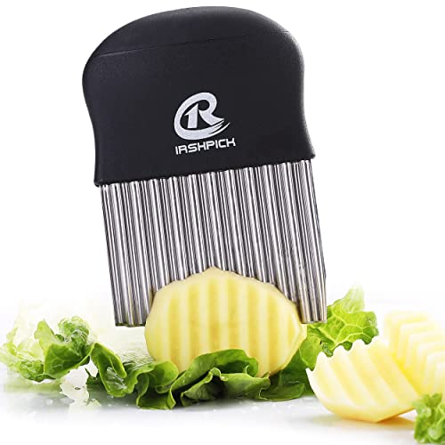 Crinkle Cutter, Stainless Steel Potato Chipper Chip Cutter, Potato Cutter French Fries Vegetable Cutter and Fruit Slicer, Potato Spiral Cutter by IrshPick