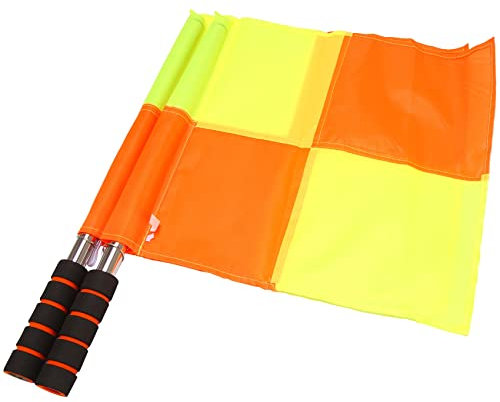Hacbop Soccer Referee Flags with Carrying Bag Football Judge Linesman Sideline Fair Sports Match Flags Referee Equipment, Green & orange