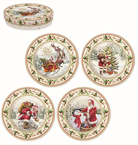 Easy Life Cofanetto 4 piatti da dessert D19 cm, in porcellana Christmas Time R0924CHTR