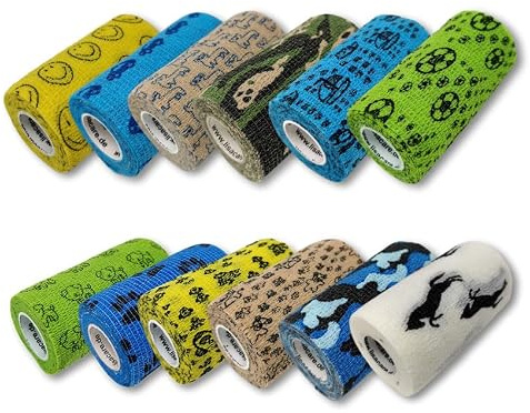 LisaCare 12er-Set 10cm Bandage für Verstauchungen & Prellungen | Unterstützung von Muskeln, Bändern, Gelenken (Motiv-Mix Jungen) - Zertifiziertes Medizinprodukt