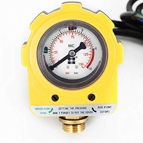 Pumpensteuerung, 220V Druckwächter 0-10Bar Druckschalter Gartenpumpe Tiefbrunnenpumpe Pumpenschalter für Tauchpumpe Selbstansaugende Pumpe