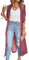 Yimoon Velvet Cardigan Jacket Open Front Lapel Collar Outerwear Sequin Duster Coat Velour Long Blazers for Women, Rosered, XL