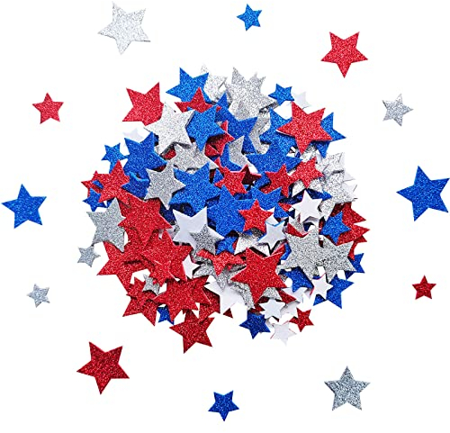 200 Stück stern Aufkleber, Glitzer Schaumstoff Aufkleber, Stern Moosgummi Deko für Schultüte, Basteln Sticker für Kinder Scrapbooking Zubehör Kit