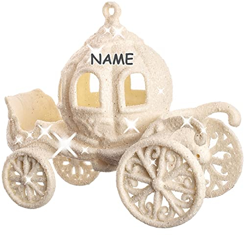 alles-meine.de GmbH Deko Figur Verschiedene Modelle wählbar 1 Stück - Märchen Kutsche weißer Glitzer - inkl. Name - 11 cm - Innen & Außen - bruchfest - wasserfest - Geldges..