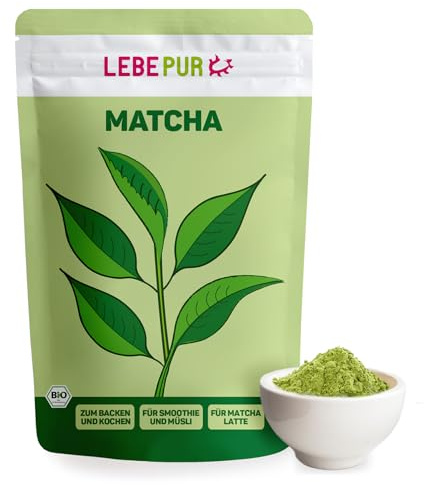 Lebepur BIO Matcha Pulver 100g - Premium-Qualität ohne Zusätze - 100% reines Grünteepulver für Matcha Latte, Matchatee, Green Tea, Smoothie