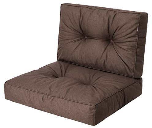 PillowPrim, Palettenkissen, Stulhkissen, Rattansessel, Outdoor, Auflage, Sitzkissen, Stuhlkissen, Rattanmöbel, Braun, 60 x 60 cm