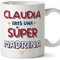 MUGFFINS Tazas Personalizadas para MADRINA - En Español - Eres Súper - 11 oz / 330 ml - Regalo personalizable original y divertido