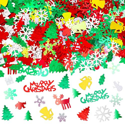 MARFOREVER Tischdeko Weihnachten, Weihnachtskonfetti Glitzernde Tischdekoration Streudeko Silvester Weihnachten Dekoration Tischkonfetti Weihnachtsmann Weihnachtsbaum