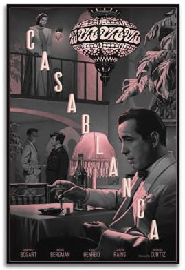 VZRSQZK Casablanca Filmposter im Retro-Stil, dekoratives Gemälde, Leinwand-Wandposter und Kunstdruck, modernes Familienschlafzimmer-Dekor-Poster, 20 x 30 cm