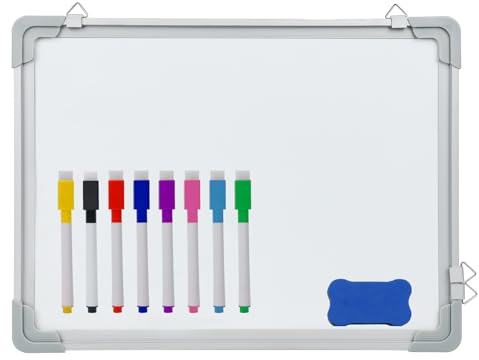 Magnetic Small Whiteboard,16 x 12 in Hanging Whiteboard for Wall, Mini Dry Erase Board,Double-Sided White Board for Home and Office, Shopping List