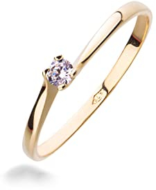 Solitärring Sissi aus Gold und Cubic Zirkonia, Gelbgold, Zirkonia