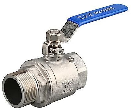 Kugelhahn Kugelhähne aus Edelstahl 304,Kugelhahn mit Innen- und Außengewinde,1-1/4 Zoll DN32,Zweiwege-Kugelhahn mit vollem Durchgang für Trinkwasser,Rohrverschraubungs-Kupplungsadapter