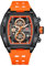 rorios Tonneau Armbanduhren für Herren Mode Multifunktional Uhr Analog Quarz Herrenuhren Punk Chronograph Uhren für Männer mit Silikon Armband Orange